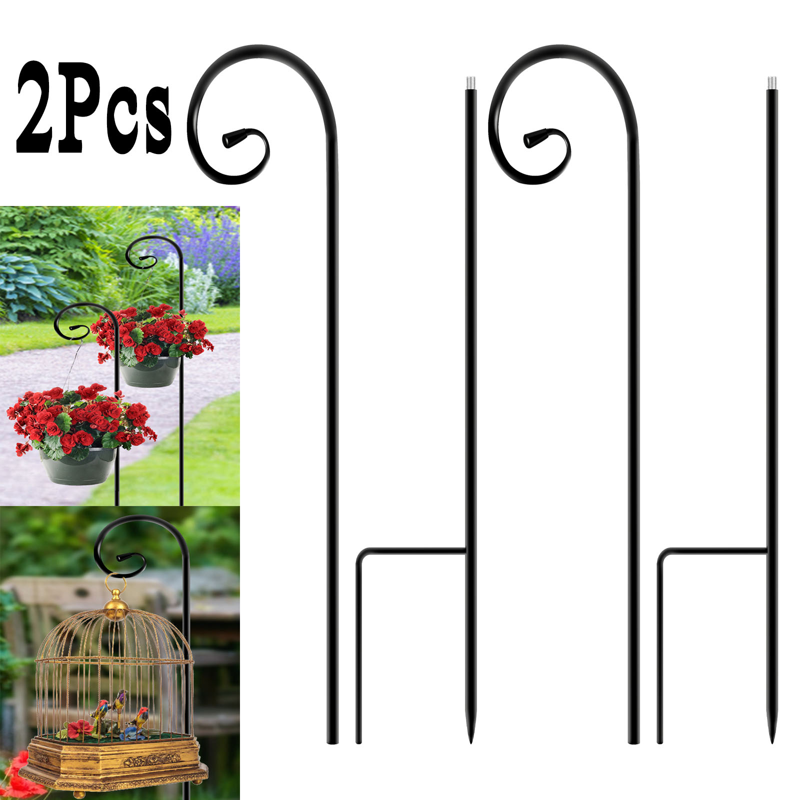Outdoor Lighting Manufacturers - 2Pcs Metal Shepherd Crook Hooks Flowerpot
