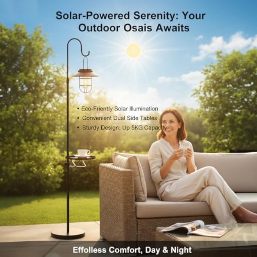 Solar Floor Lamp with Table, 6 - Outdoor Lighting Hooks recension och pris