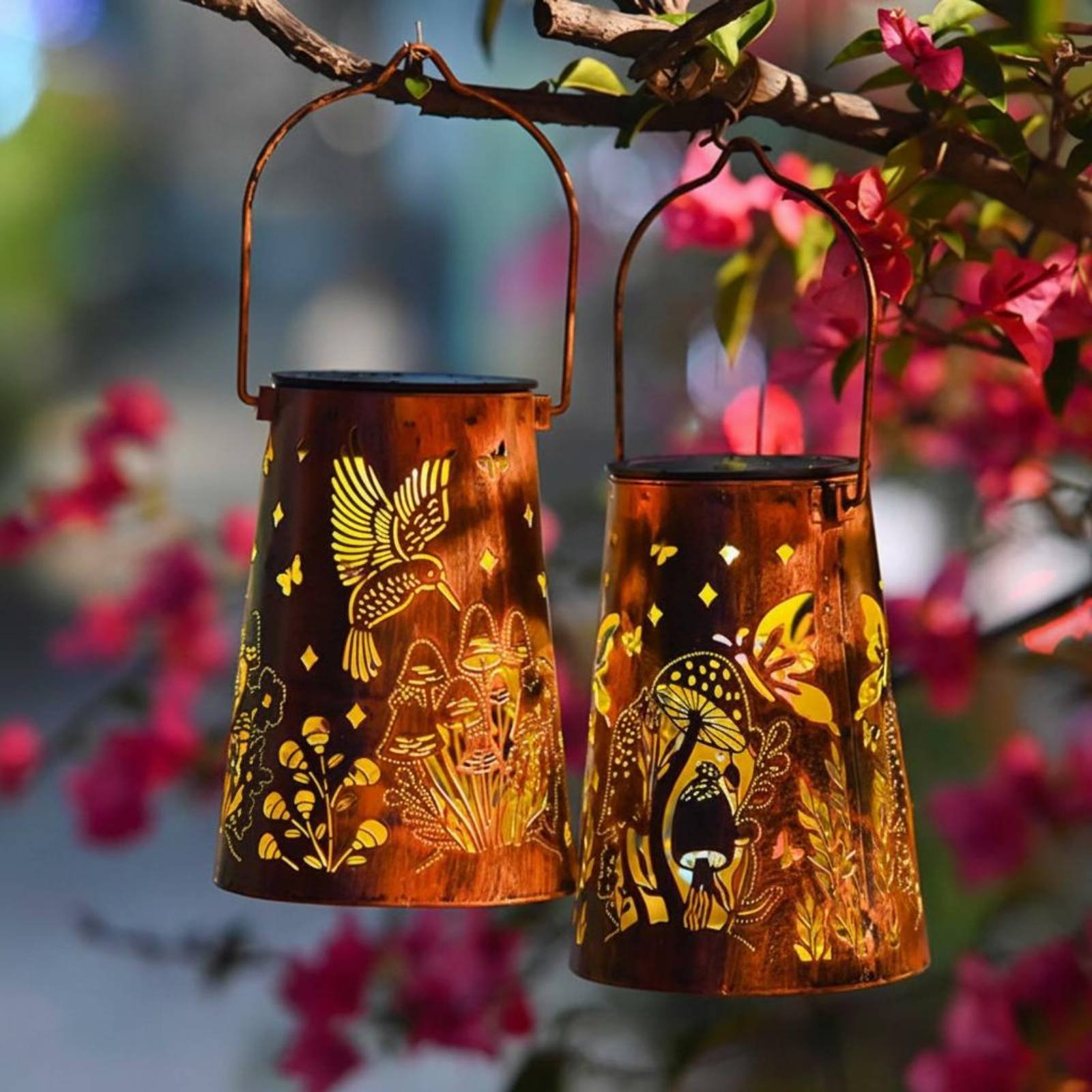 Floral Garden Lantern Pattern  - Outdoor Lighting Battery Powered recension och pris