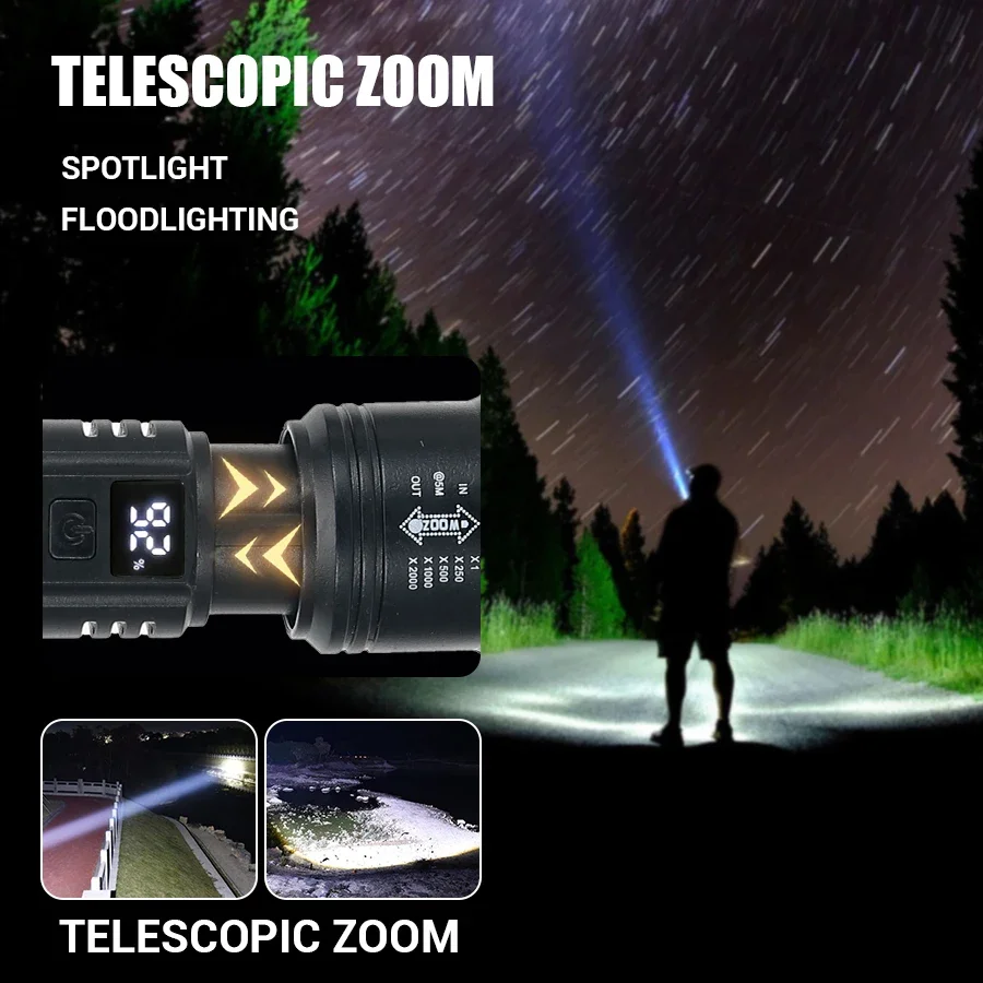 9900LM Powerful LED Flashlight - Outdoor Lighting Battery Powered recension och pris