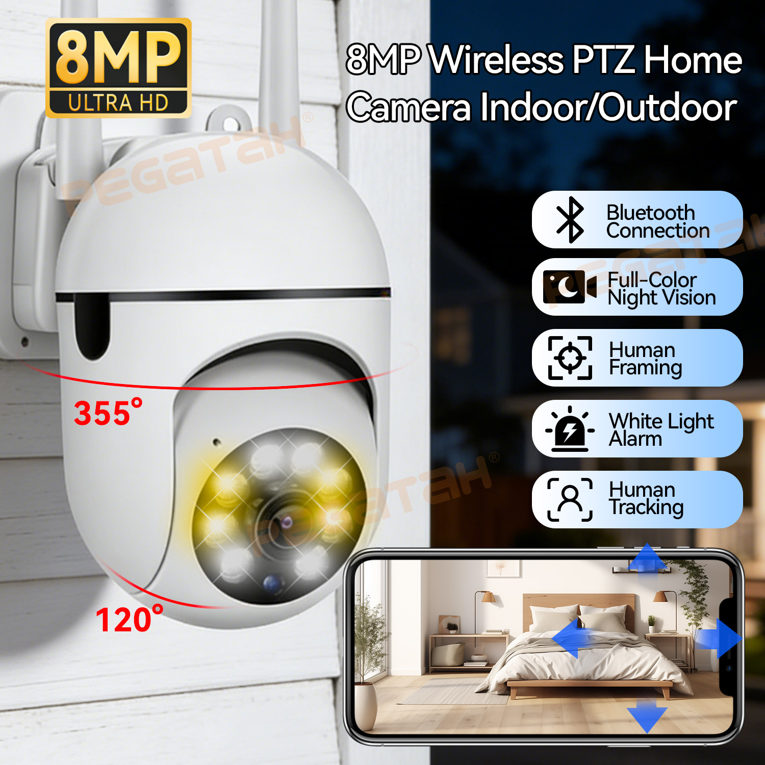 8MP 2.4G Wifi IP CCTV Camera C - Outdoor Lighting Track recension och pris