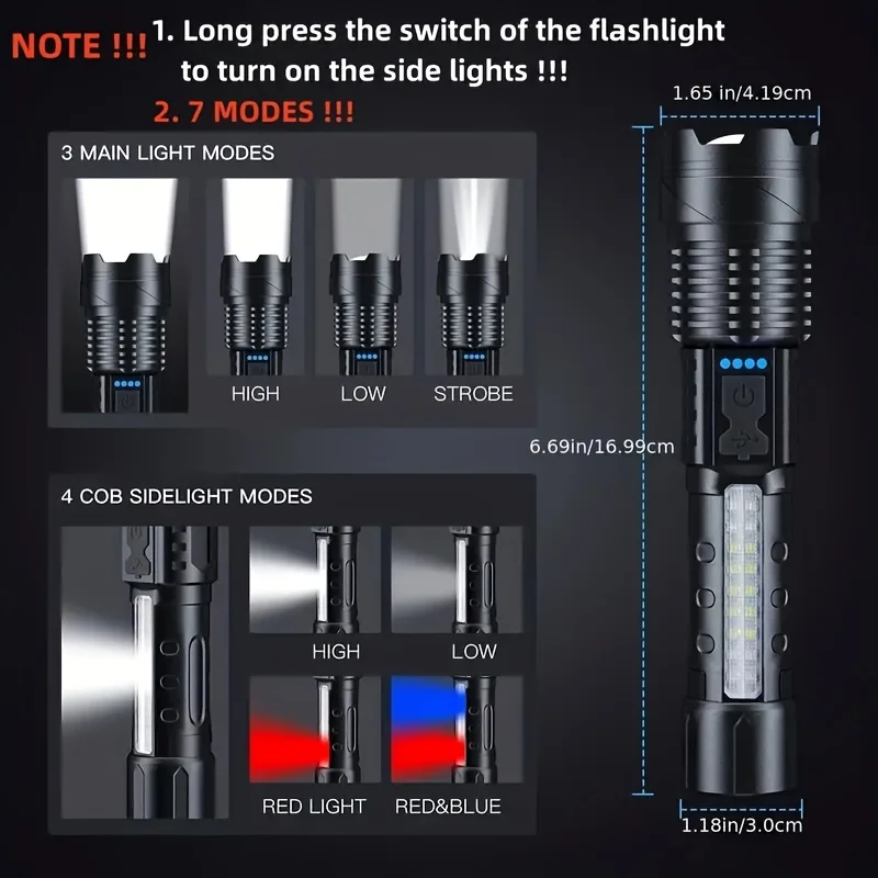 Powerful LED Flashlight Batter - Outdoor Lighting Battery Powered recension och pris
